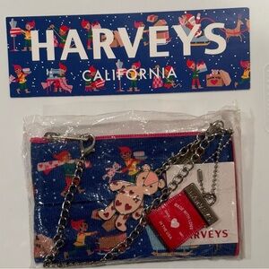 Harveys Christmas Santa’s Elves Workshop coin purse, charm, hang tag, & sticker